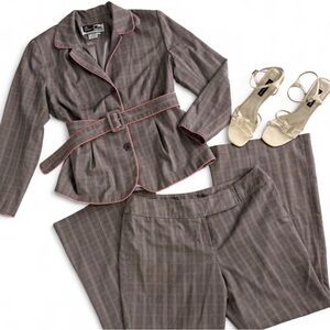 Vintage Grey + Pink Plaid Suit Set